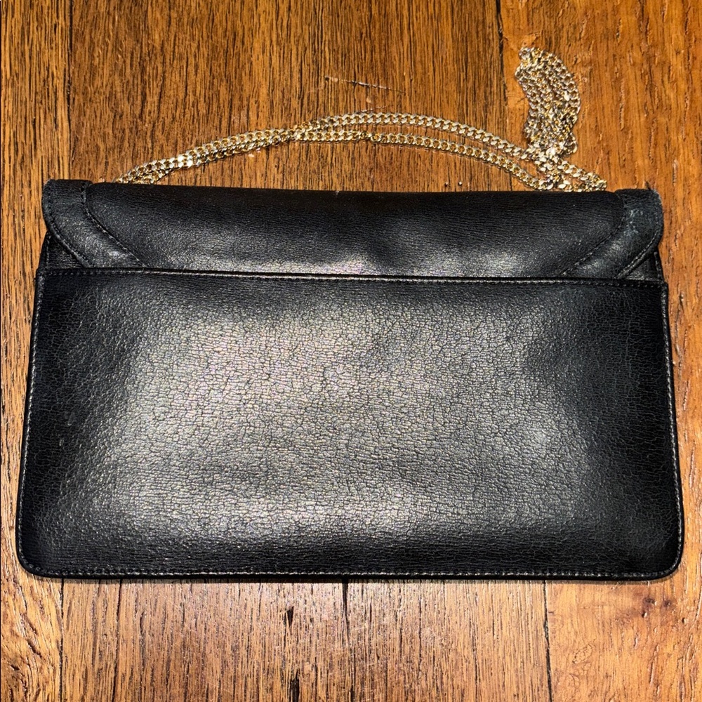 Vintage Givenchy Black Leather Clutch Crossbody Bag with Gold Chain - Picture 13 of 16
